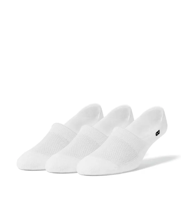 Men Bowo Cushion No Show White Black Socks 3 Pack Pair Of Thieves No Show