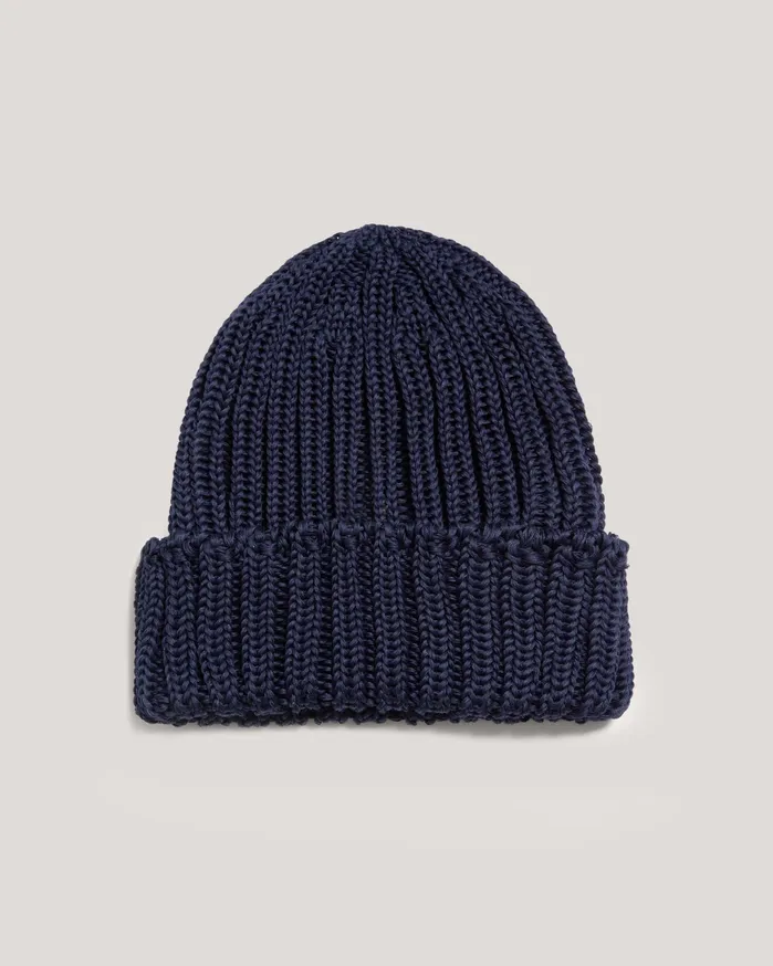 Men Cableami Beanie Hat Navy YMC Headwear