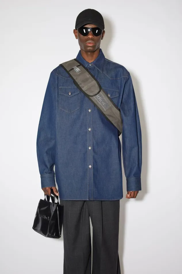 Men Denim Buttonup Shirt Indigo Blue Acne Studios Shirts