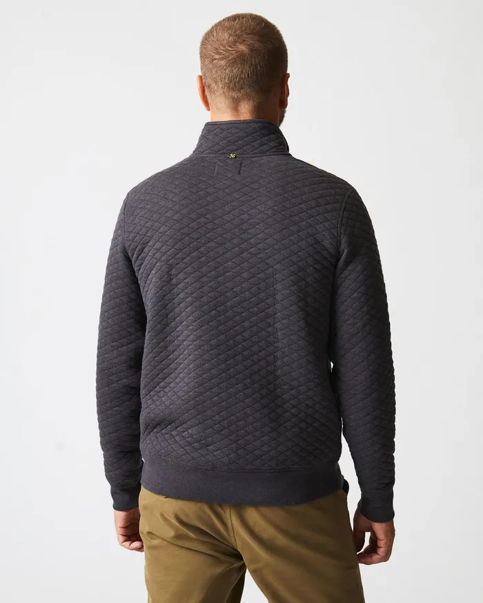 Men Diamond Quilt Half Zip Black Billy Reid Sweaters and Sweatshirts