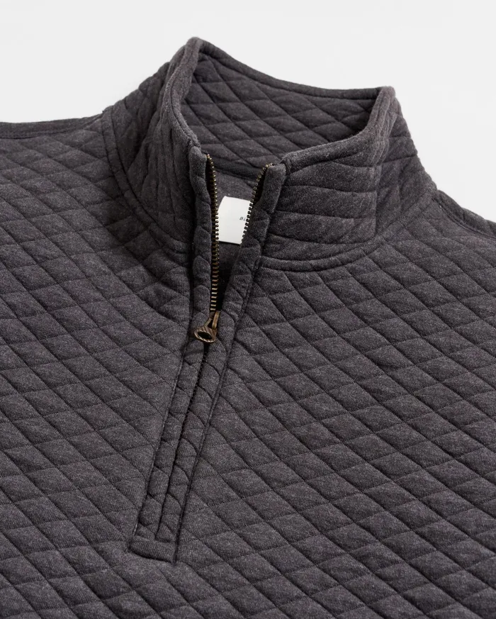 Men Diamond Quilt Half Zip Black Billy Reid Sweaters and Sweatshirts