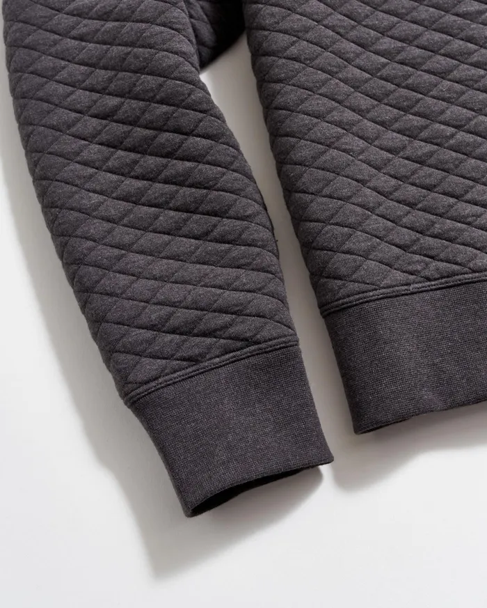 Men Diamond Quilt Half Zip Black Billy Reid Sweaters and Sweatshirts