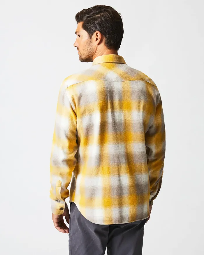 Men Flannel Bold Plaid Western Snap Front Shirt Naturalyellow Billy Reid Shirting