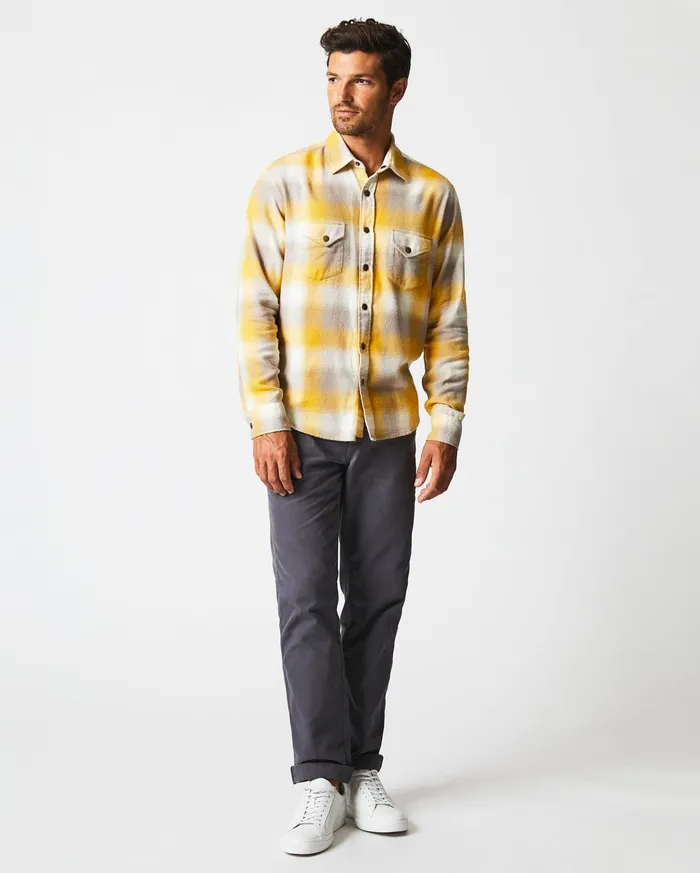Men Flannel Bold Plaid Western Snap Front Shirt Naturalyellow Billy Reid Shirting