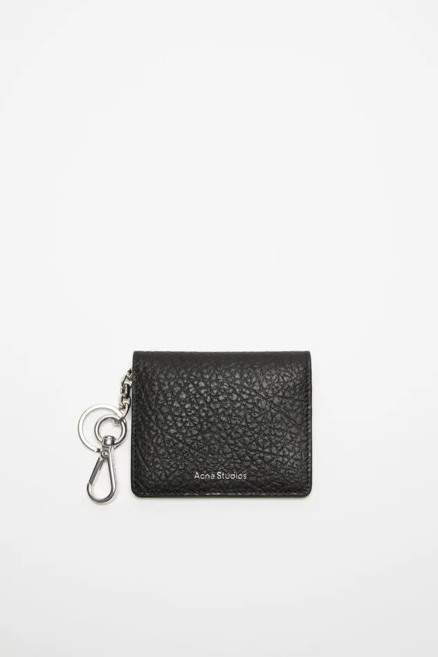 Men Folded Leather Wallet Black Acne Studios Small Leather Goods