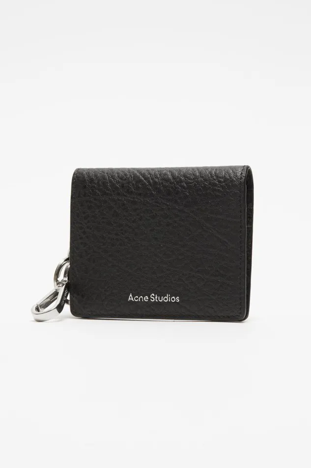 Men Folded Leather Wallet Black Acne Studios Small Leather Goods