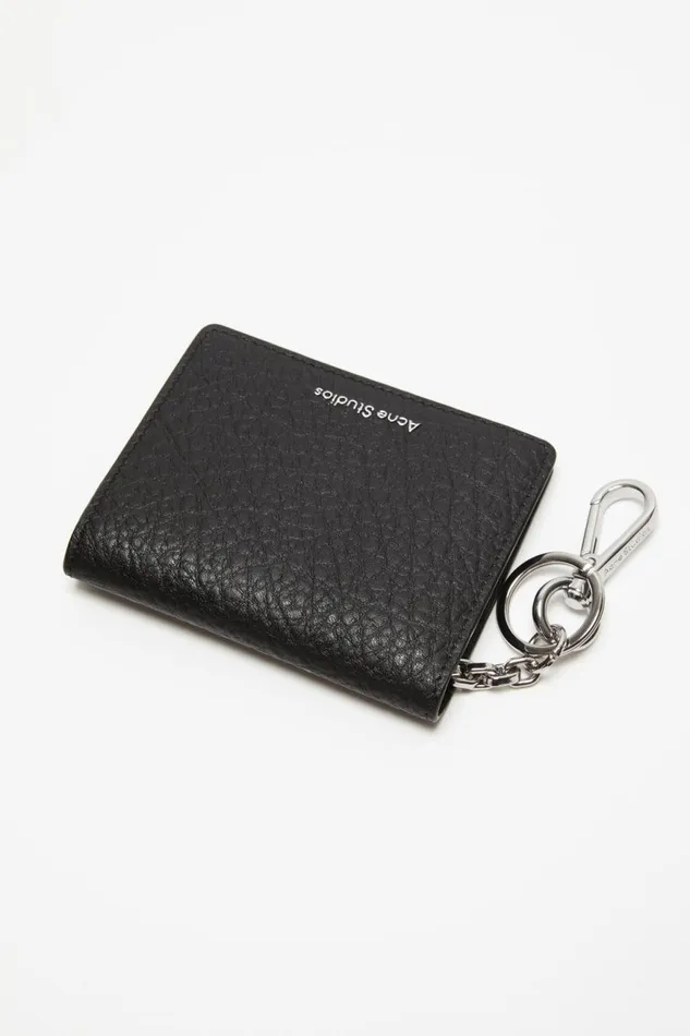 Men Folded Leather Wallet Black Acne Studios Small Leather Goods