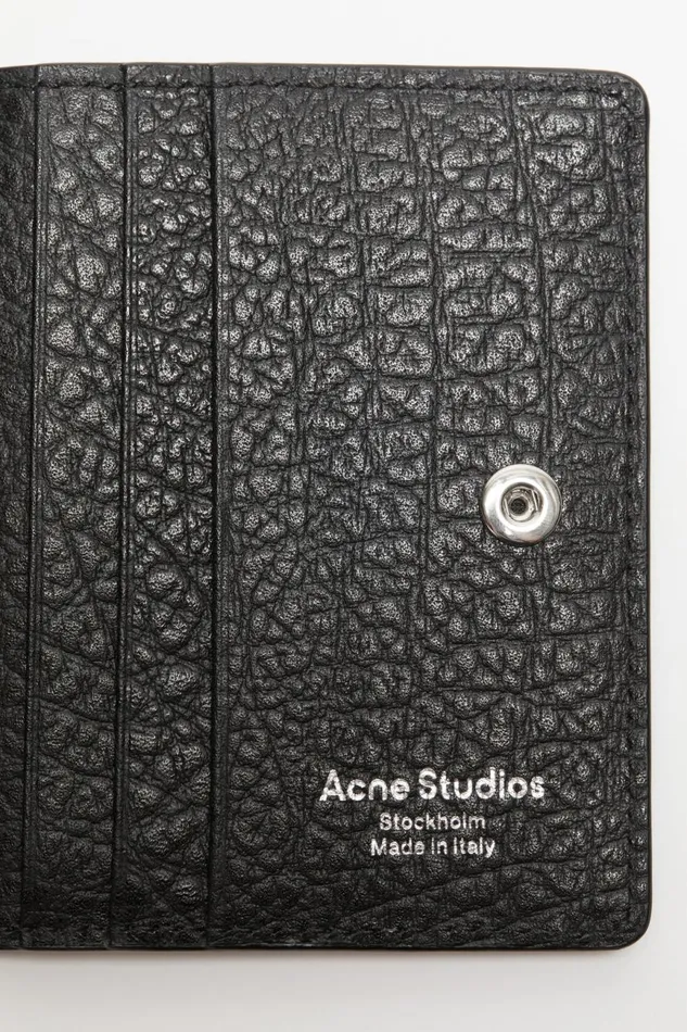 Men Folded Leather Wallet Black Acne Studios Small Leather Goods