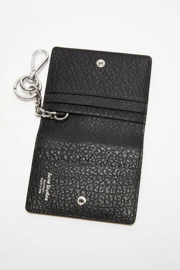 Men Folded Leather Wallet Black Acne Studios Small Leather Goods