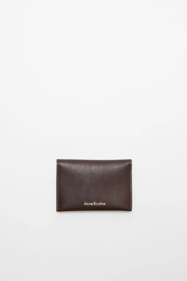Men Folded Leather Wallet Dark Brown Acne Studios Small Leather Goods