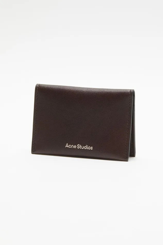 Men Folded Leather Wallet Dark Brown Acne Studios Small Leather Goods