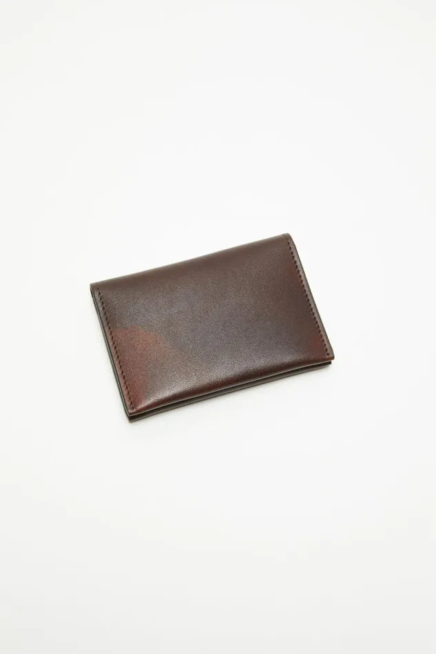 Men Folded Leather Wallet Dark Brown Acne Studios Small Leather Goods