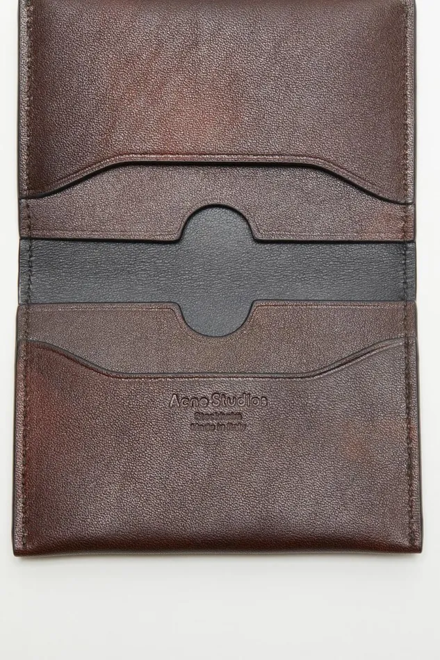 Men Folded Leather Wallet Dark Brown Acne Studios Small Leather Goods