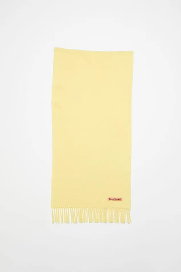 Men Fringe Wool Scarf 8211 Narrow Vanilla Yellow Acne Studios Scarves
