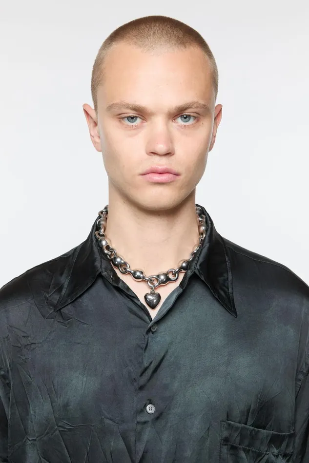Men Heart Charm Necklace Antique Silver Acne Studios Jewellery