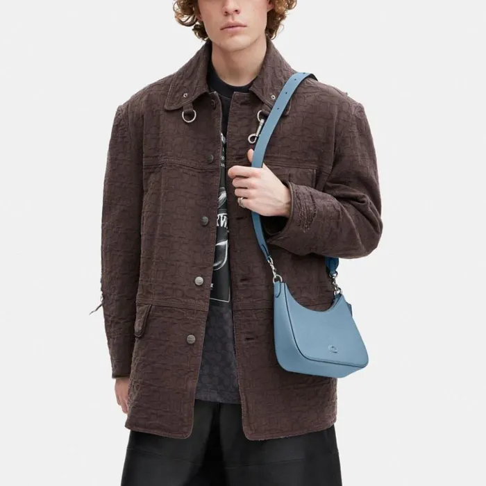 Men Hobo Crossbody With Signature Canvas Detail Pool Coach Messenger and Crossbody Men Hobo Crossbody With Signature Canvas Detail Pool Coach Messenger and Crossbody