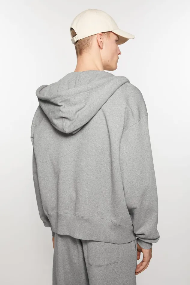 Men Hooded Zip Sweater Light Grey Melange Acne Studios Sweatshirts