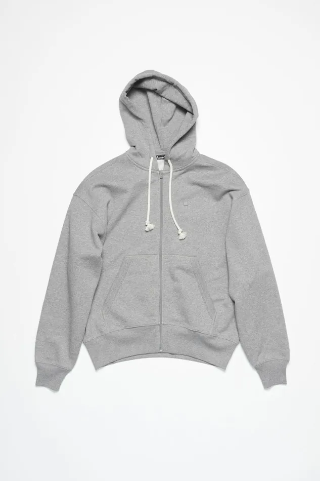 Men Hooded Zip Sweater Light Grey Melange Acne Studios Sweatshirts