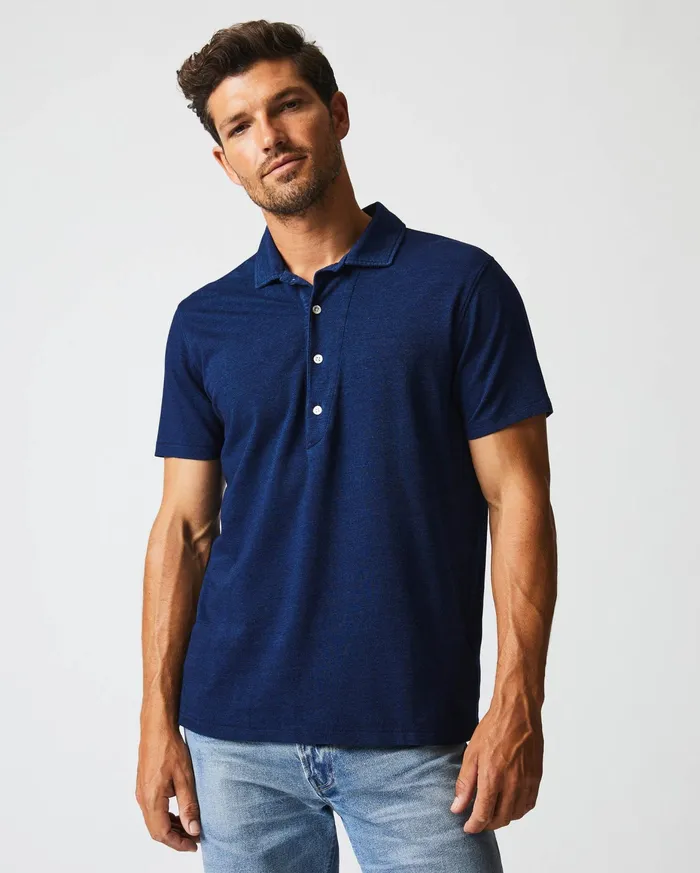 Men Indigo Polo Dark Indigo Billy Reid Polos Tees and Henleys