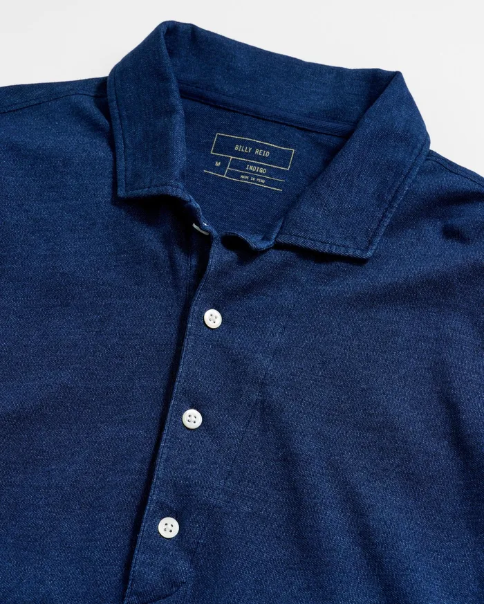Men Indigo Polo Dark Indigo Billy Reid Polos Tees and Henleys