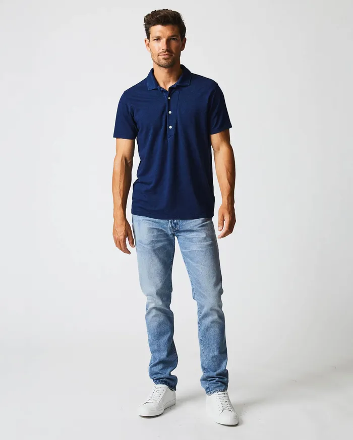 Men Indigo Polo Dark Indigo Billy Reid Polos Tees and Henleys