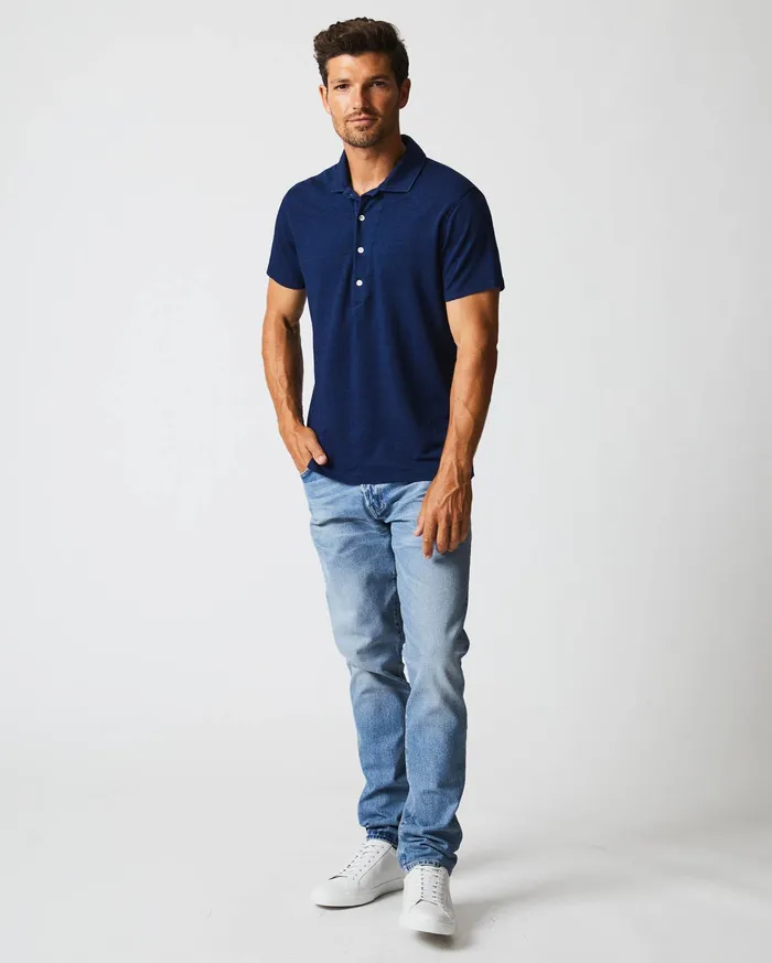 Men Indigo Polo Dark Indigo Billy Reid Polos Tees and Henleys