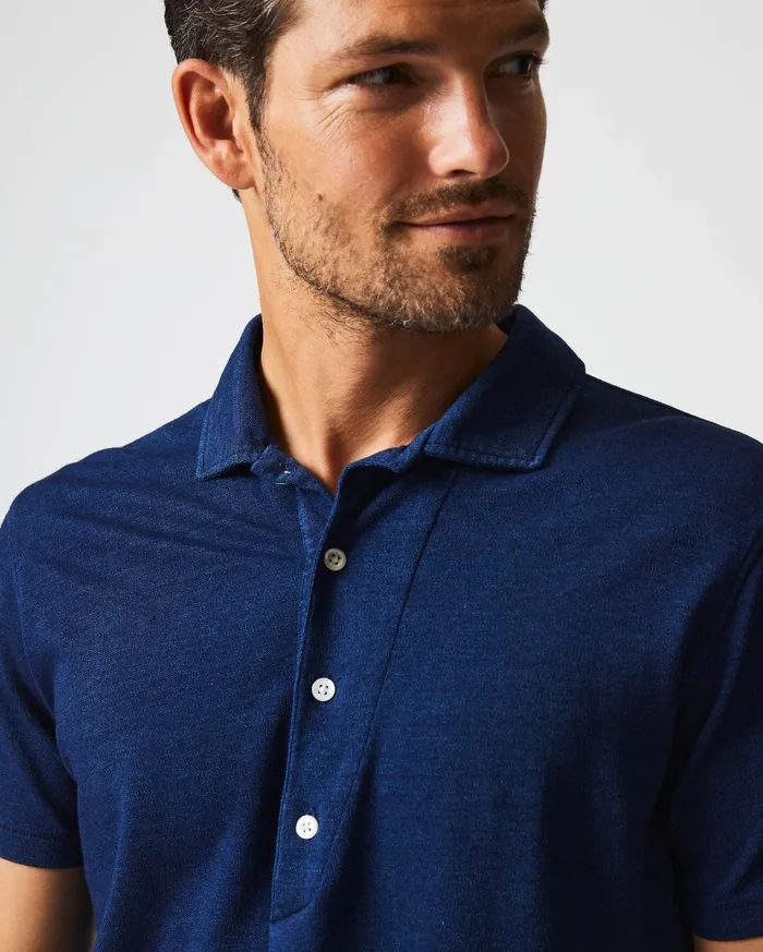Men Indigo Polo Dark Indigo Billy Reid Polos Tees and Henleys