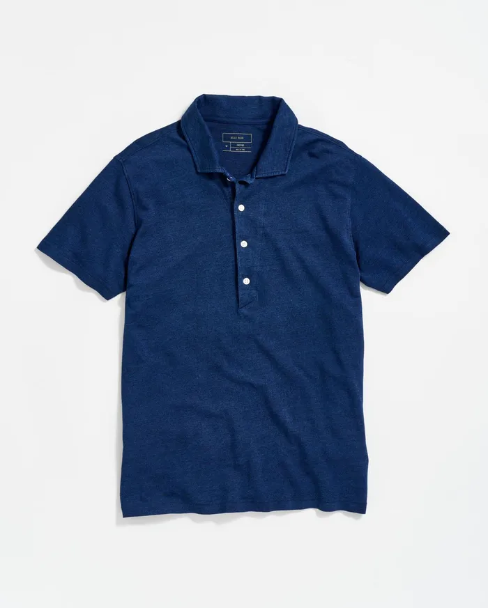 Men Indigo Polo Dark Indigo Billy Reid Polos Tees and Henleys