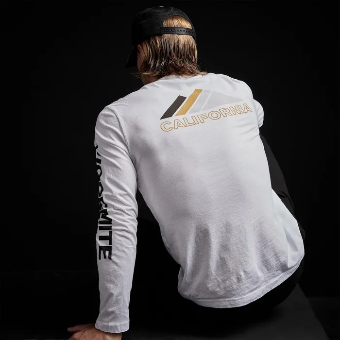 MEN James Perse GRAPHICS YOSEMITE Mountain Long Sleeve Crew Neck White