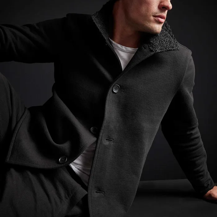 MEN James Perse JACKETSOUTERWEAR Fleece Funnel Neck Peacoat Black
