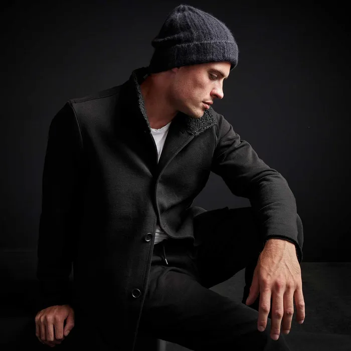 MEN James Perse JACKETSOUTERWEAR Fleece Funnel Neck Peacoat Black