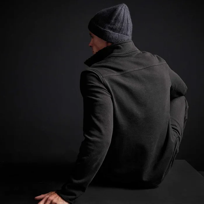 MEN James Perse JACKETSOUTERWEAR Fleece Funnel Neck Peacoat Black
