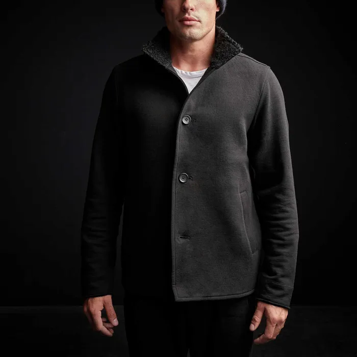 MEN James Perse JACKETSOUTERWEAR Fleece Funnel Neck Peacoat Black