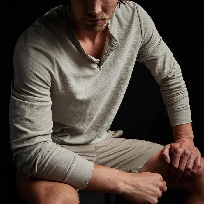 MEN James Perse POLOSNOVELTY TOPS Reverse Slub Jersey Henley Silt Pigment