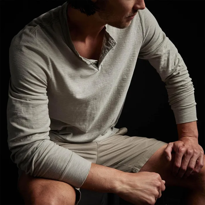 MEN James Perse POLOSNOVELTY TOPS Reverse Slub Jersey Henley Silt Pigment