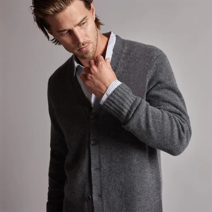 MEN James Perse SWEATERS Recycled Cashmere Cardigan Flannel
