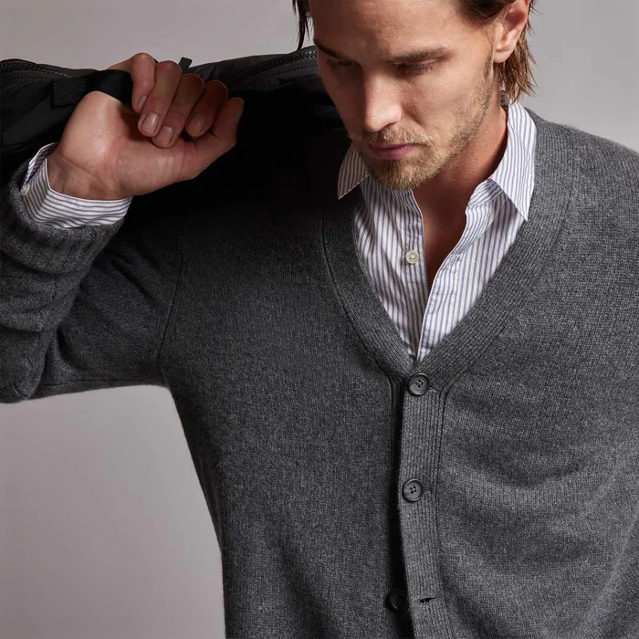 MEN James Perse SWEATERS Recycled Cashmere Cardigan Flannel
