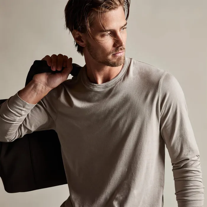 MEN James Perse TSHIRTS Brushed Lotus Long Sleeve Crew Dapple