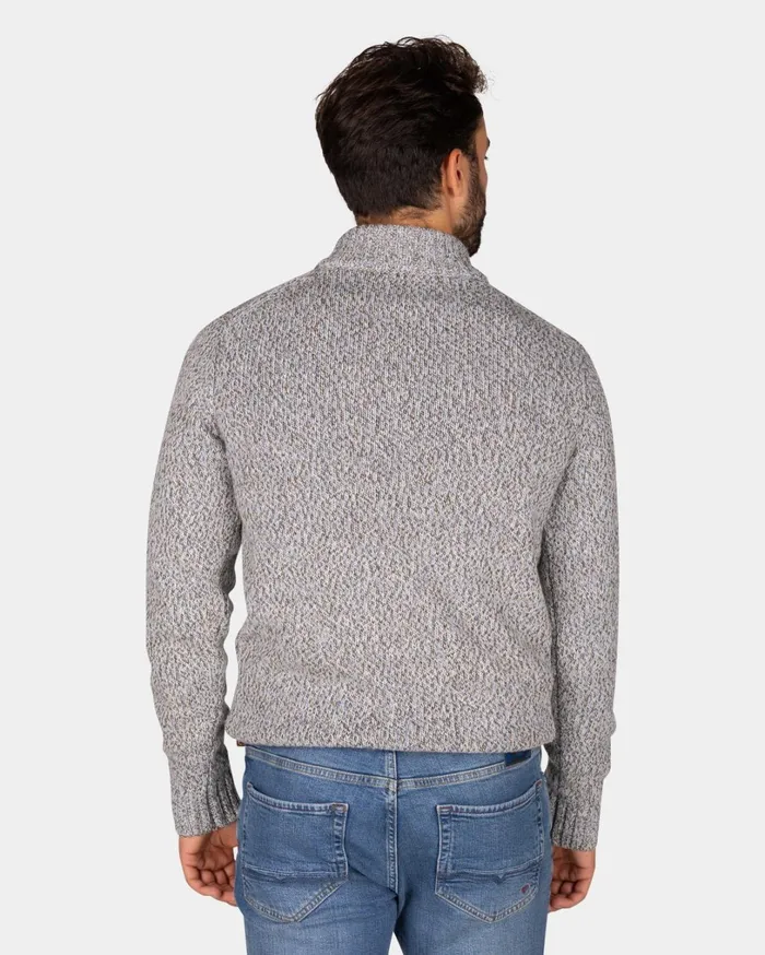 Men Knitwear NZA New Zealand Auckland Grey Wool HalfZip Pullover 8211 Birch Grey Melange
