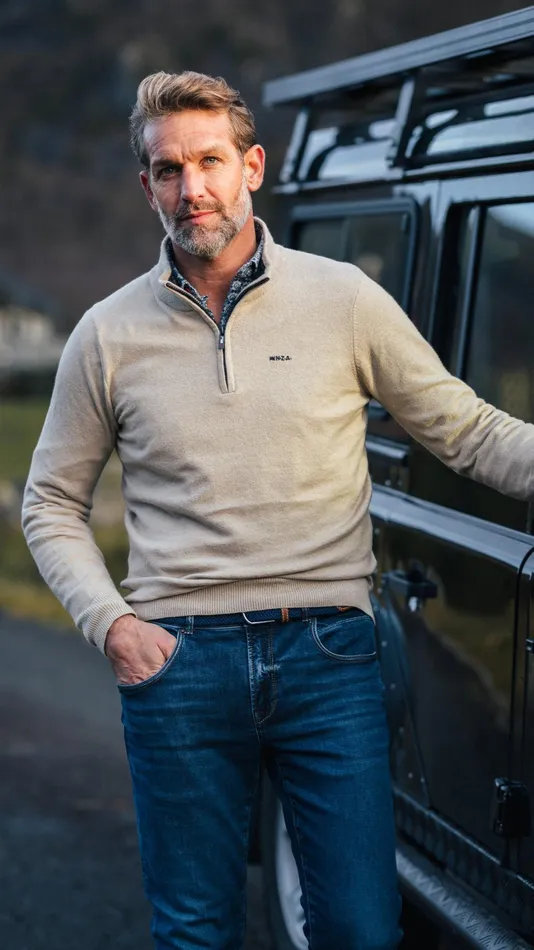 Men Knitwear NZA New Zealand Auckland SandColored Pullover With Elastane 8211 Shimmering Sand Men Knitwear NZA New Zealand Auckland SandColored Pullover With Elastane 8211 Shimmering Sand