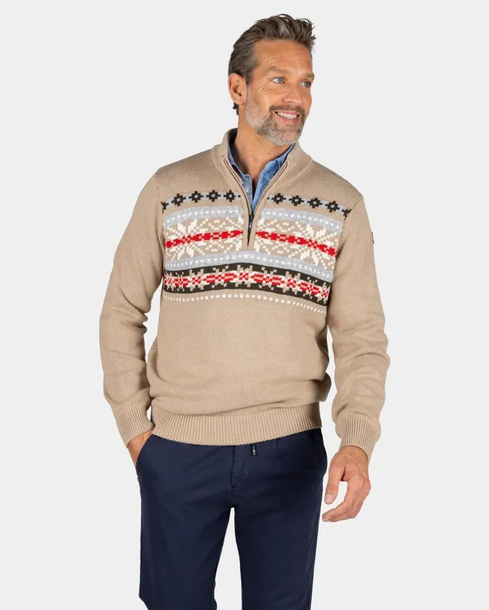 Men Knitwear NZA New Zealand Auckland SandColored Pullover With Knitted Print 8211 Shimmering Sand Men Knitwear NZA New Zealand Auckland SandColored Pullover With Knitted Print 8211 Shimmering Sand