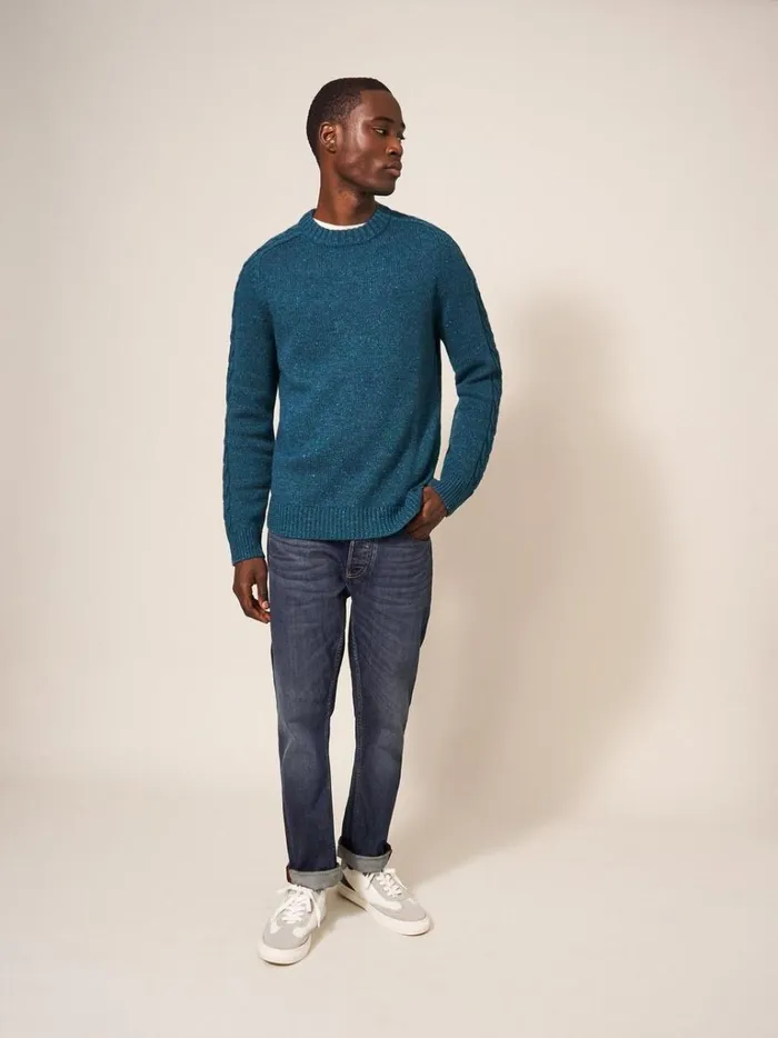 Men KNITWEAR White Stuff Arundel Crew Dk Teal