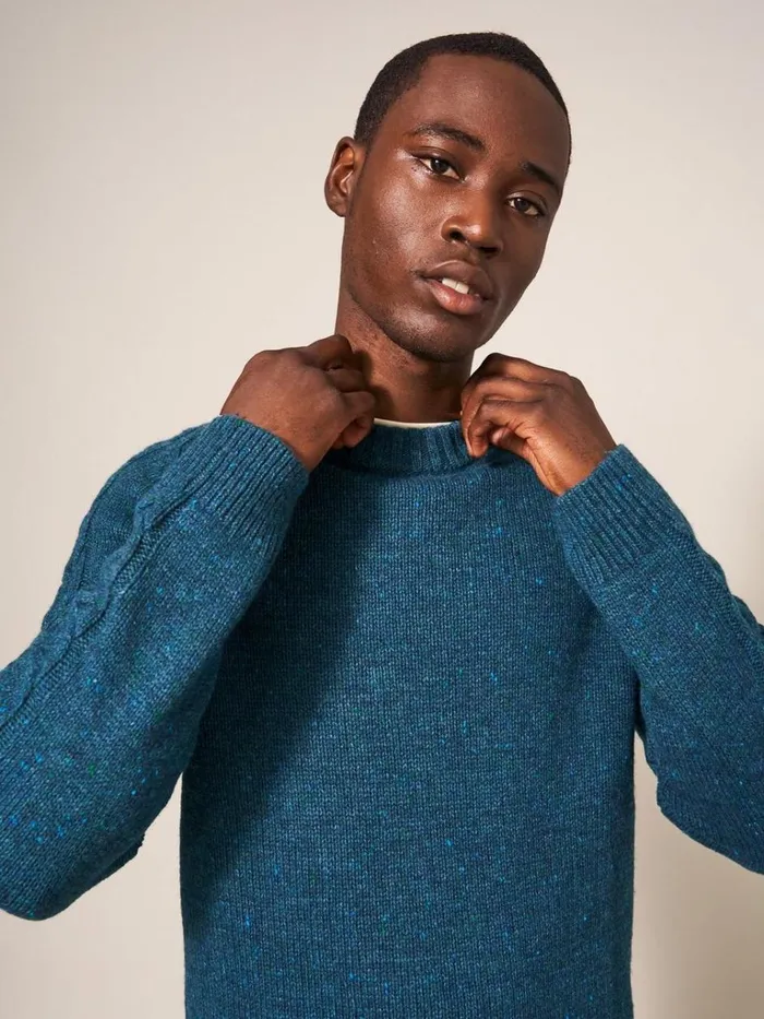 Men KNITWEAR White Stuff Arundel Crew Dk Teal Men KNITWEAR White Stuff Arundel Crew Dk Teal