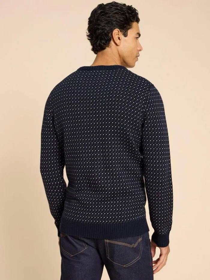 Men KNITWEAR White Stuff Birdseye Crew Neck Jumper Navy Multi Men KNITWEAR White Stuff Birdseye Crew Neck Jumper Navy Multi