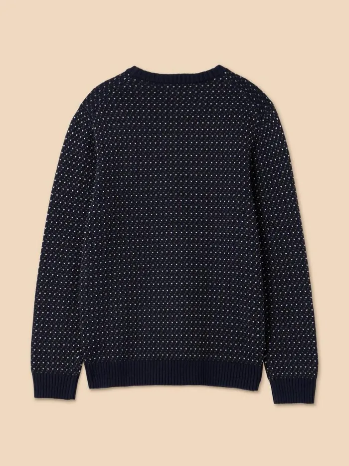Men KNITWEAR White Stuff Birdseye Crew Neck Jumper Navy Multi Men KNITWEAR White Stuff Birdseye Crew Neck Jumper Navy Multi