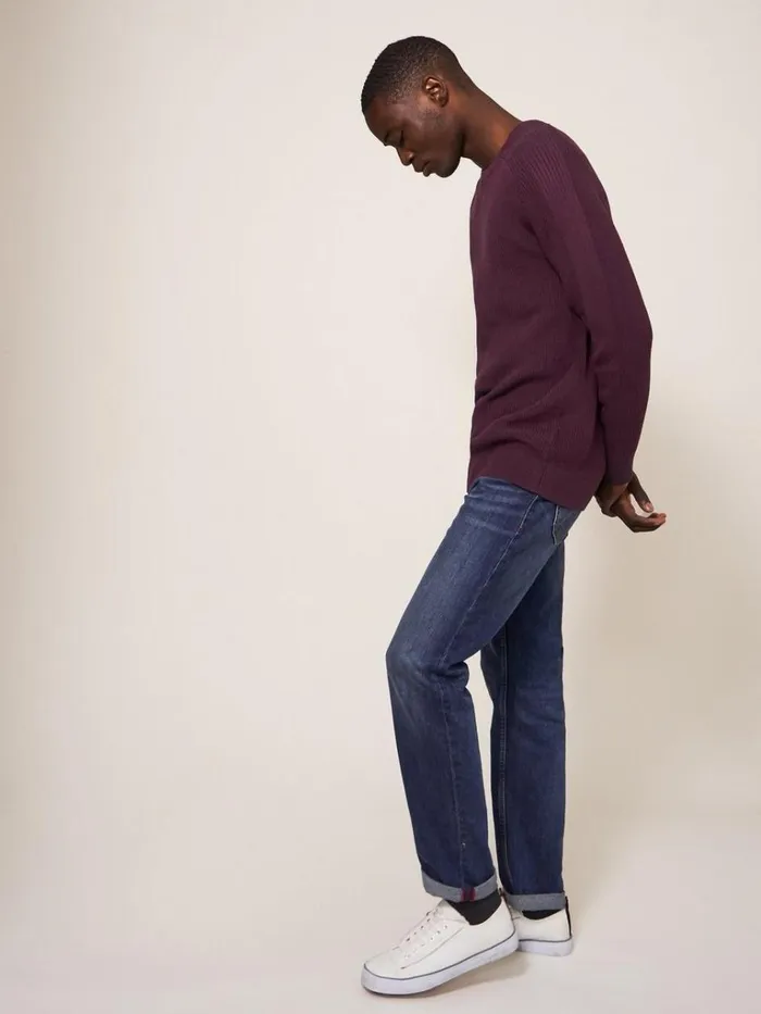 Men KNITWEAR White Stuff Pentire Crew Dk Plum