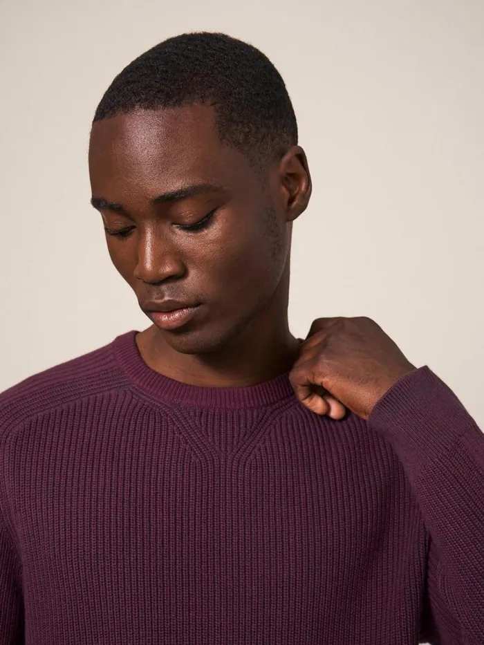 Men KNITWEAR White Stuff Pentire Crew Dk Plum Men KNITWEAR White Stuff Pentire Crew Dk Plum
