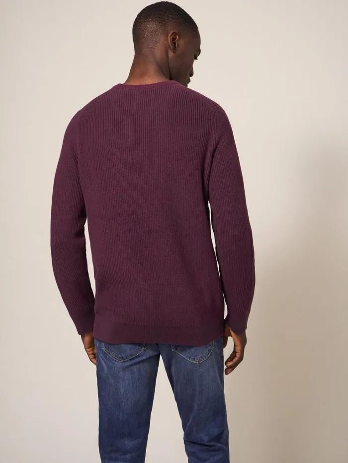 Men KNITWEAR White Stuff Pentire Crew Dk Plum Men KNITWEAR White Stuff Pentire Crew Dk Plum