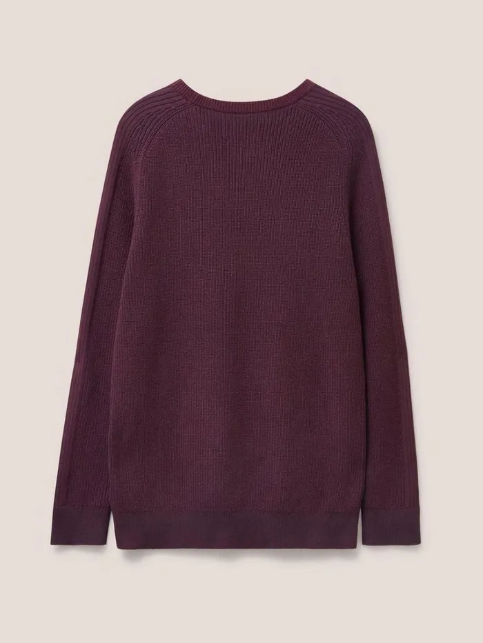 Men KNITWEAR White Stuff Pentire Crew Dk Plum Men KNITWEAR White Stuff Pentire Crew Dk Plum