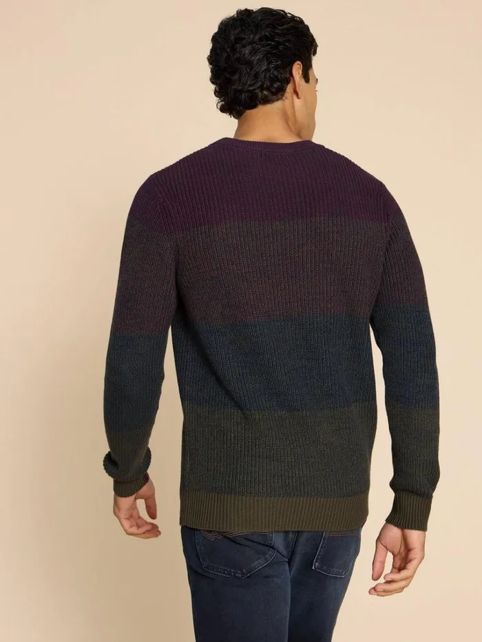 Men KNITWEAR White Stuff Twisted Colourblock Jumper Plum Multi Men KNITWEAR White Stuff Twisted Colourblock Jumper Plum Multi